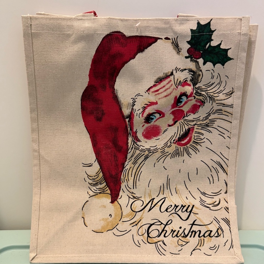 Jolly Santa Claus Canvas Tote Bag- NWT